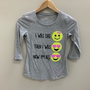 Justice sequin emoji tee